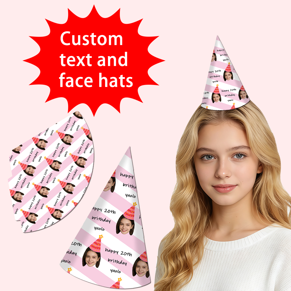 8pcs Custom Text and Photo Fac - Party Hat Cone 리뷰 및 가격