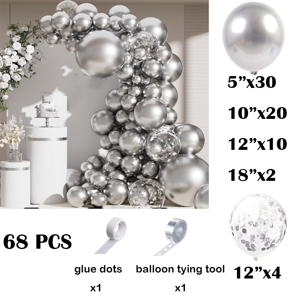 68Pcs Metallic Silver Balloons - Balloon Arch Kit 리뷰 및 가격