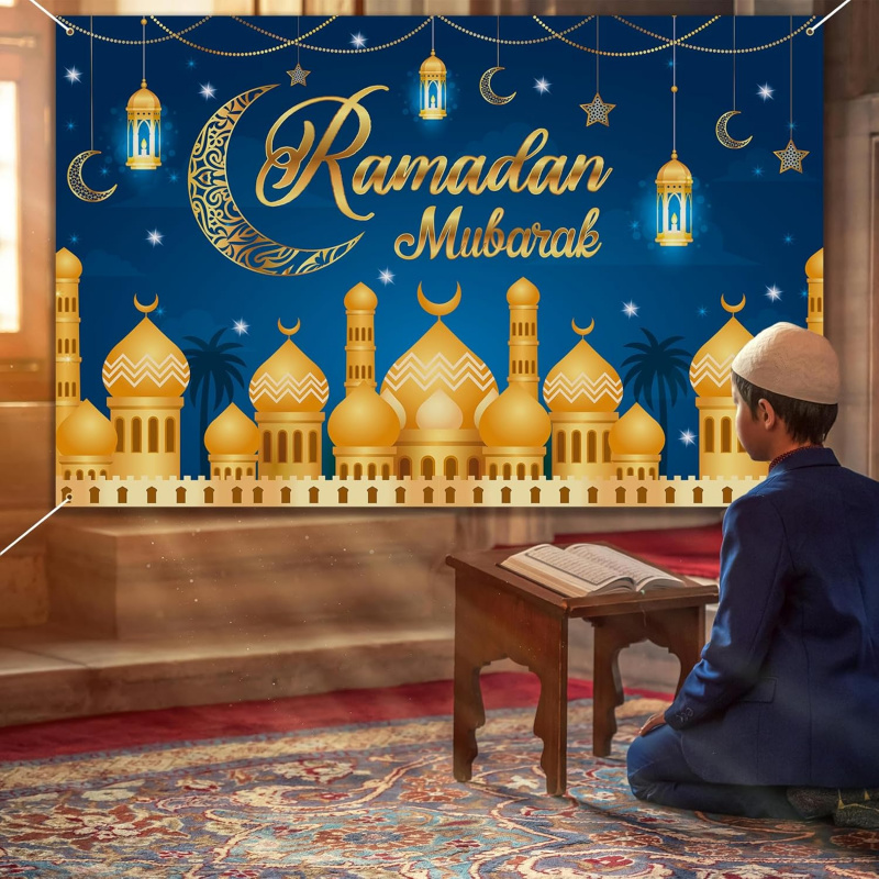 VIKAMA Ramadan Mubarak Blue Go - Party Banner Gold 리뷰 및 가격