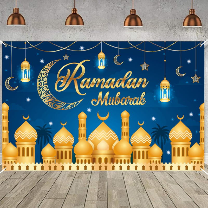 VIKAMA Ramadan Mubarak Blue Go - Party Banner Gold 리뷰 및 가격