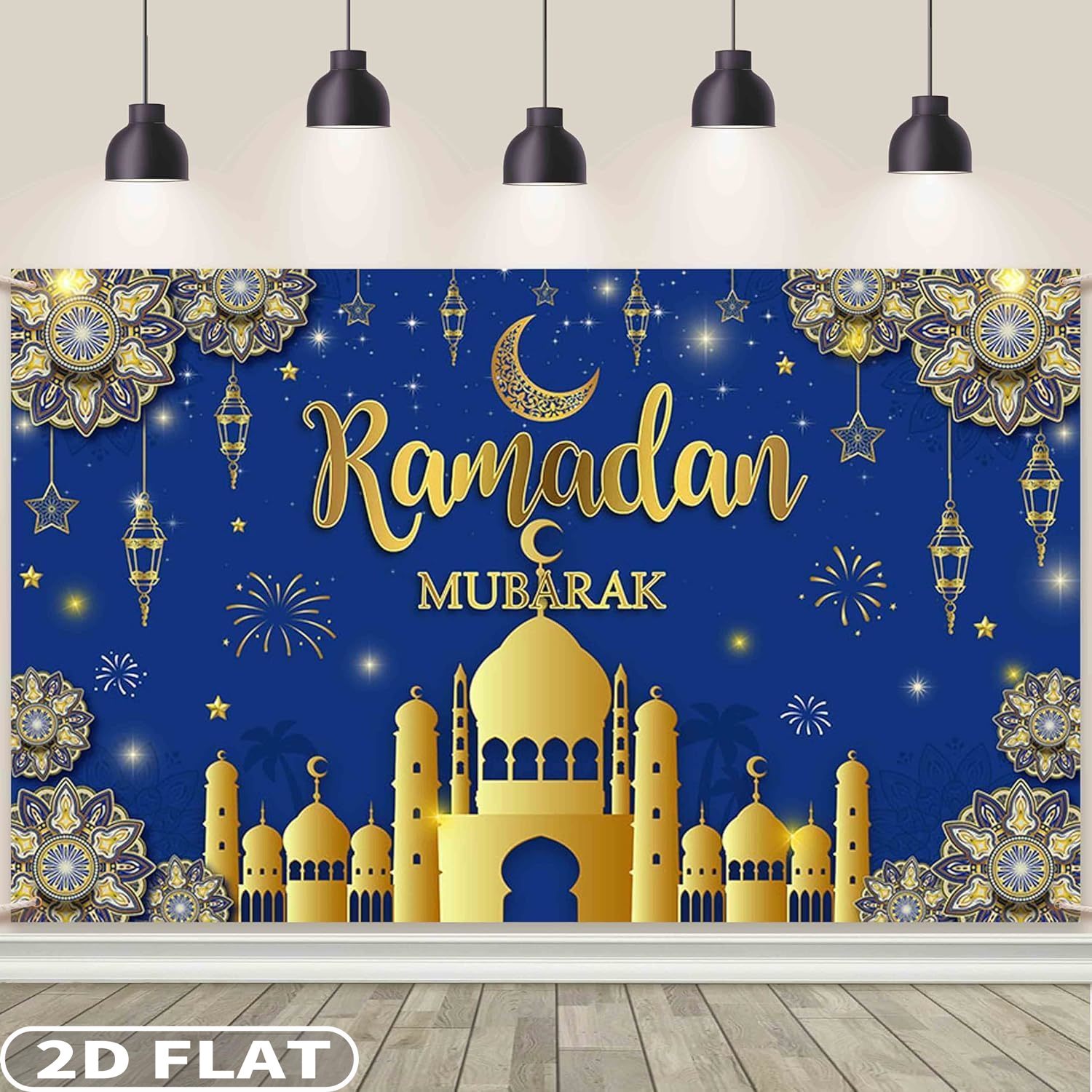 2D FLAT 1pc Ramadan Mubarak Fe - Party Banner Gold 리뷰 및 가격