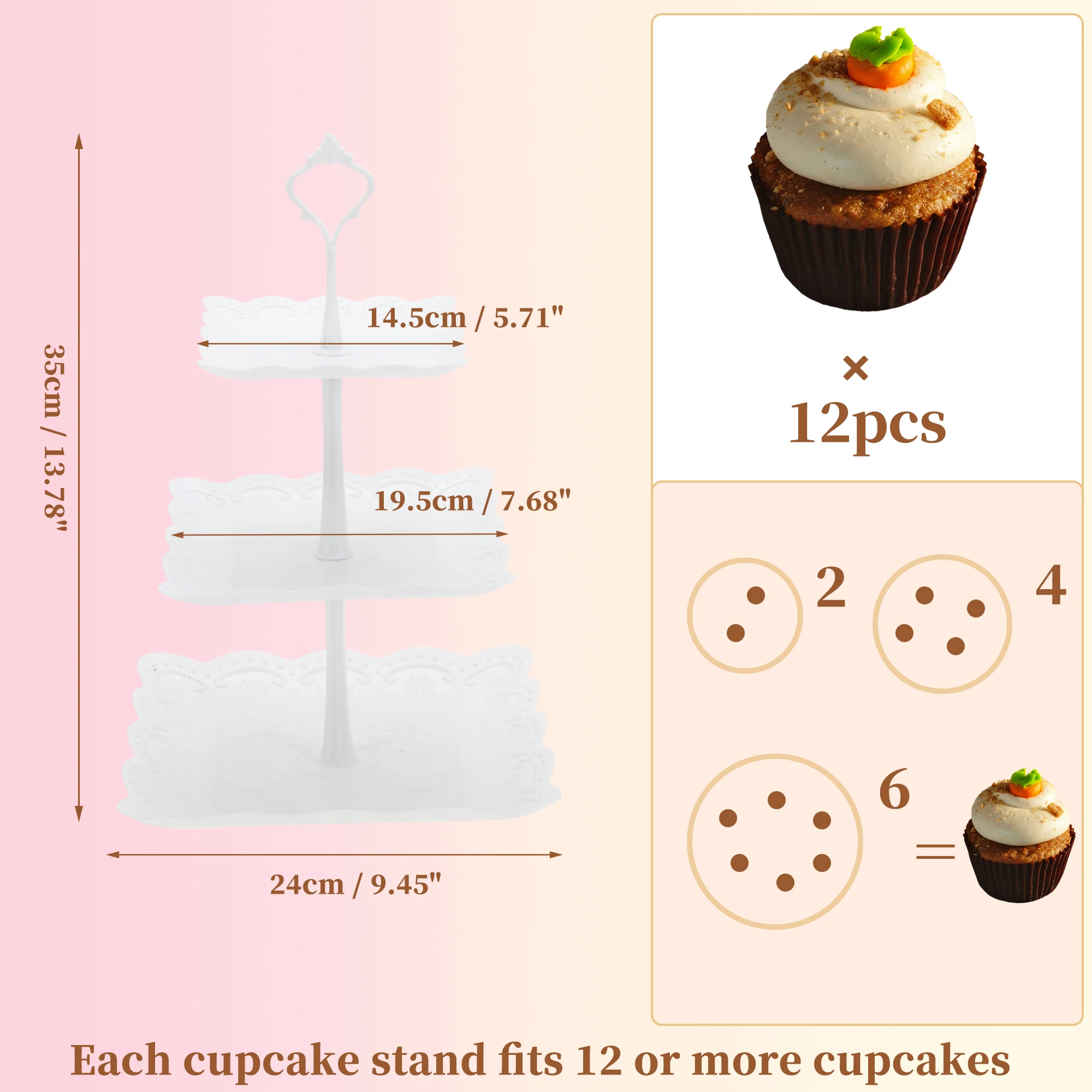 3 Tier Square Cupcake Stand wi - Cupcake Stand Tier 리뷰 및 가격