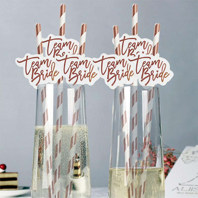 10pcs Team Bride Rose Gold Str - Paper Straw Color 리뷰 및 가격