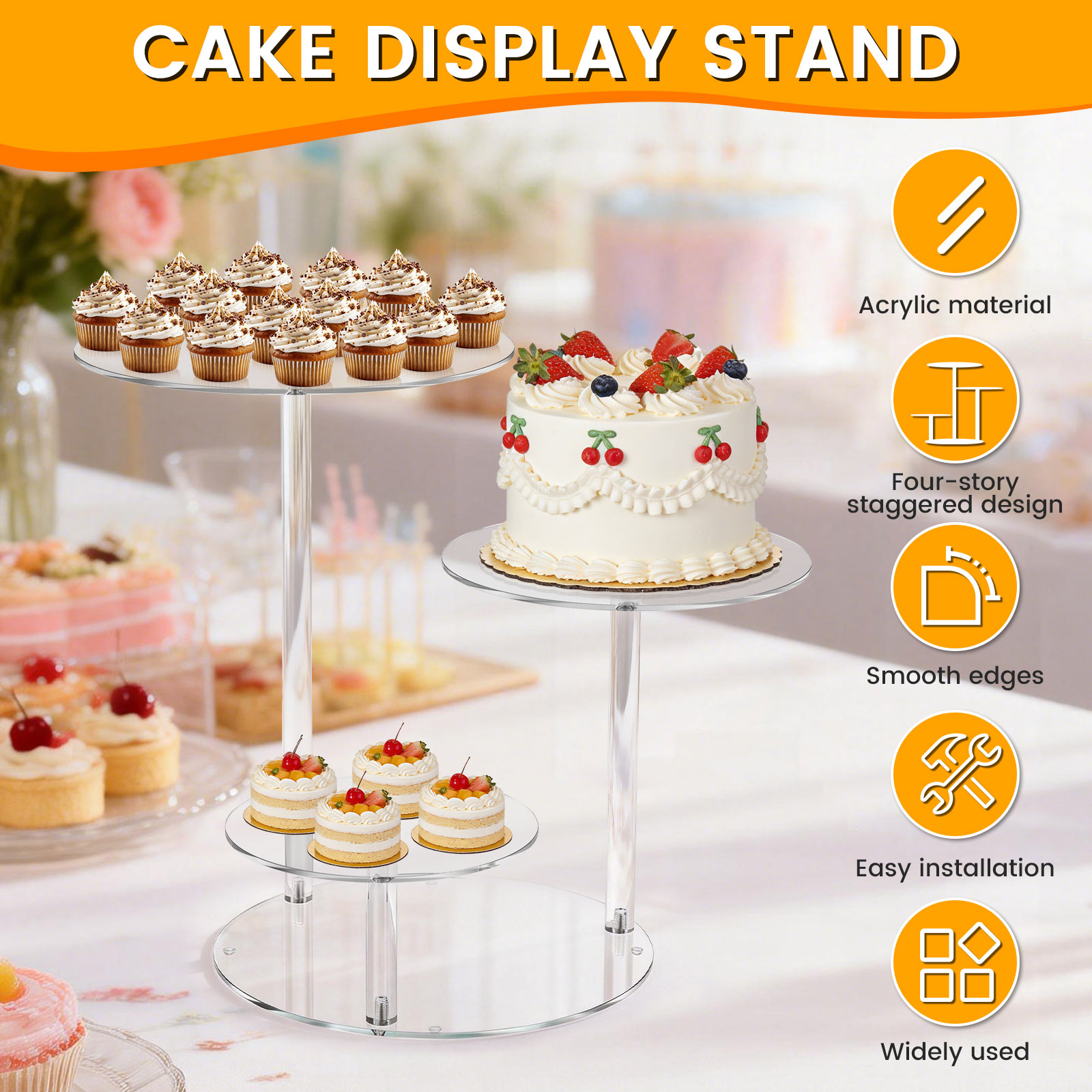 4 Tier Cake Stand Acrylic Tran - Cupcake Stand Tier 리뷰 및 가격