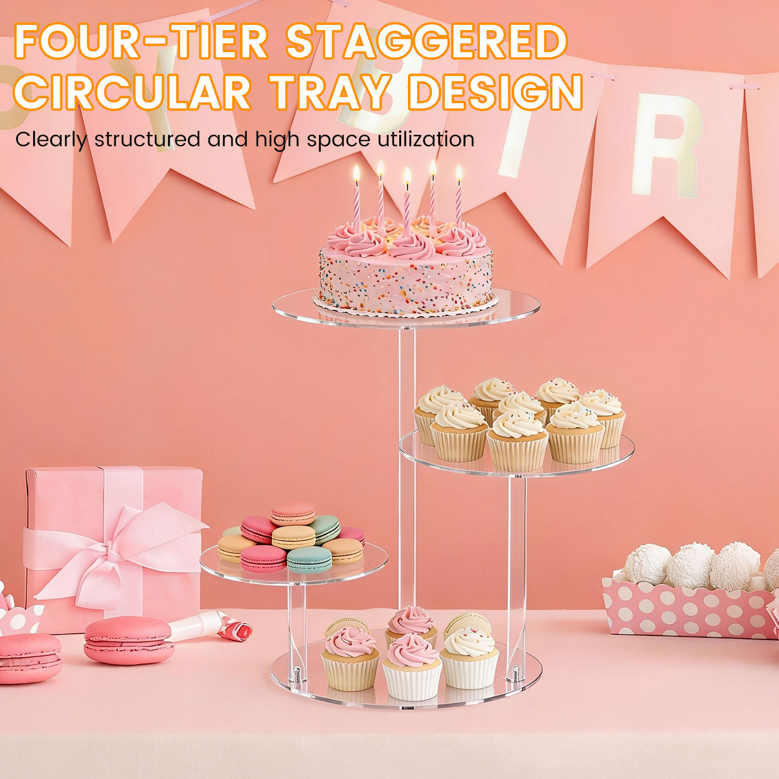 4 Tier Cake Stand Acrylic Tran - Cupcake Stand Tier 리뷰 및 가격
