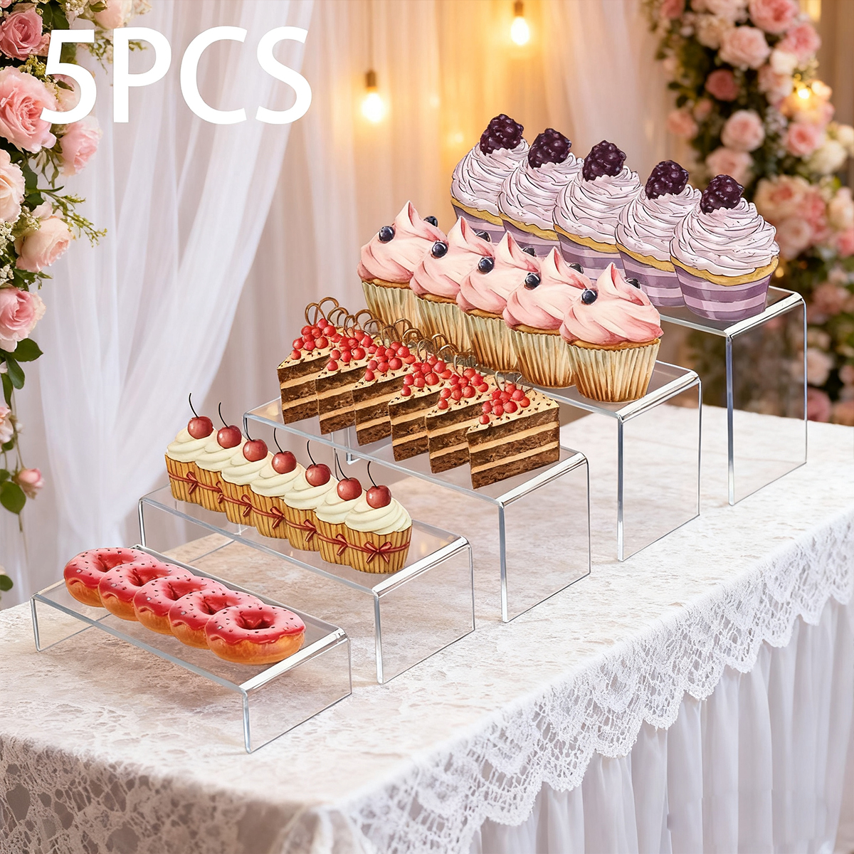 5pcs Acrylic Dessert Display S - Cupcake Stand Tier 리뷰 및 가격