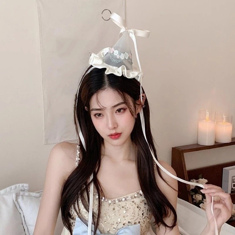 Cute Style Embroidery Mesh Bir - Party Hat Cone 리뷰 및 가격