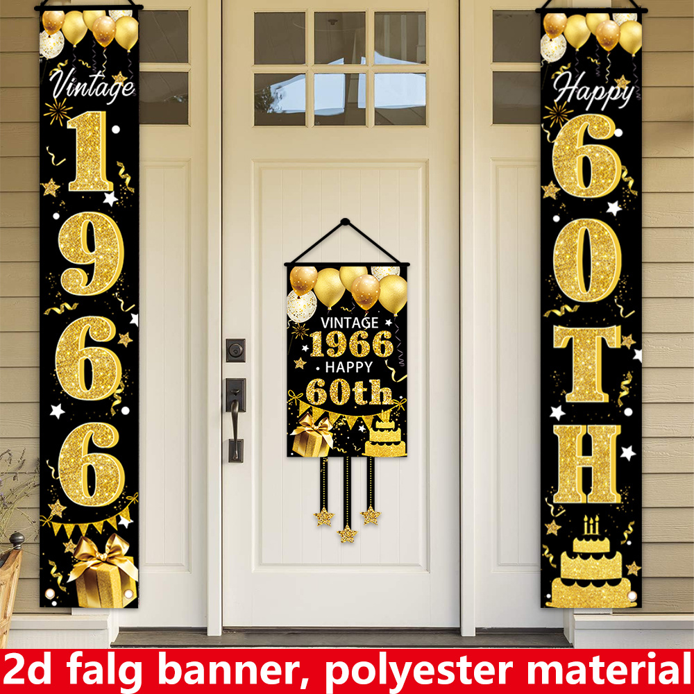 2D Flat 3-Piece 60th Birthday  - Party Banner Gold 리뷰 및 가격