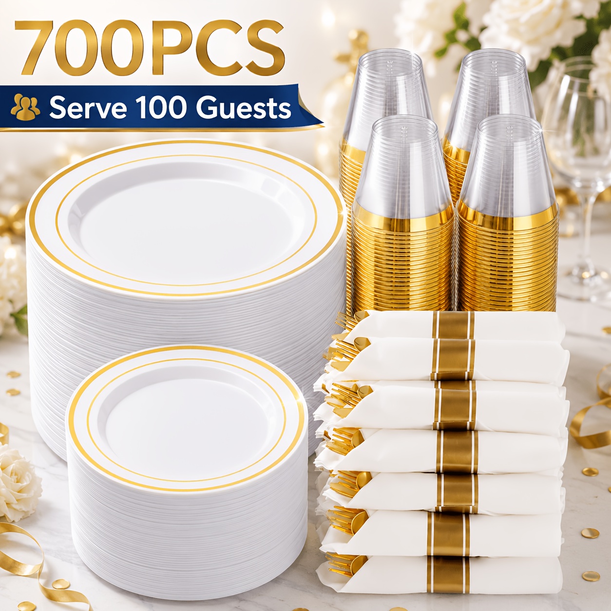 700-Piece Elegant Golden-Trimm - Napkin Folding Set 리뷰 및 가격