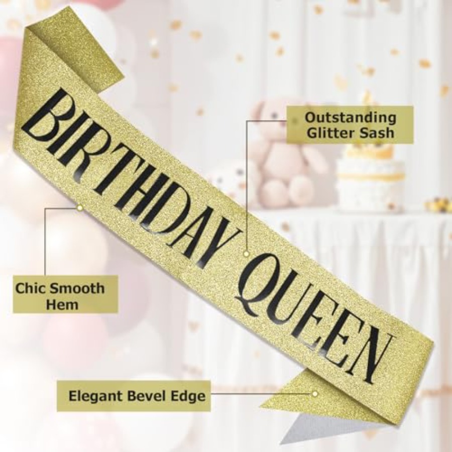 Birthday Queen Sash Glitter Go - Birthday Sash Glitter 리뷰 및 가격