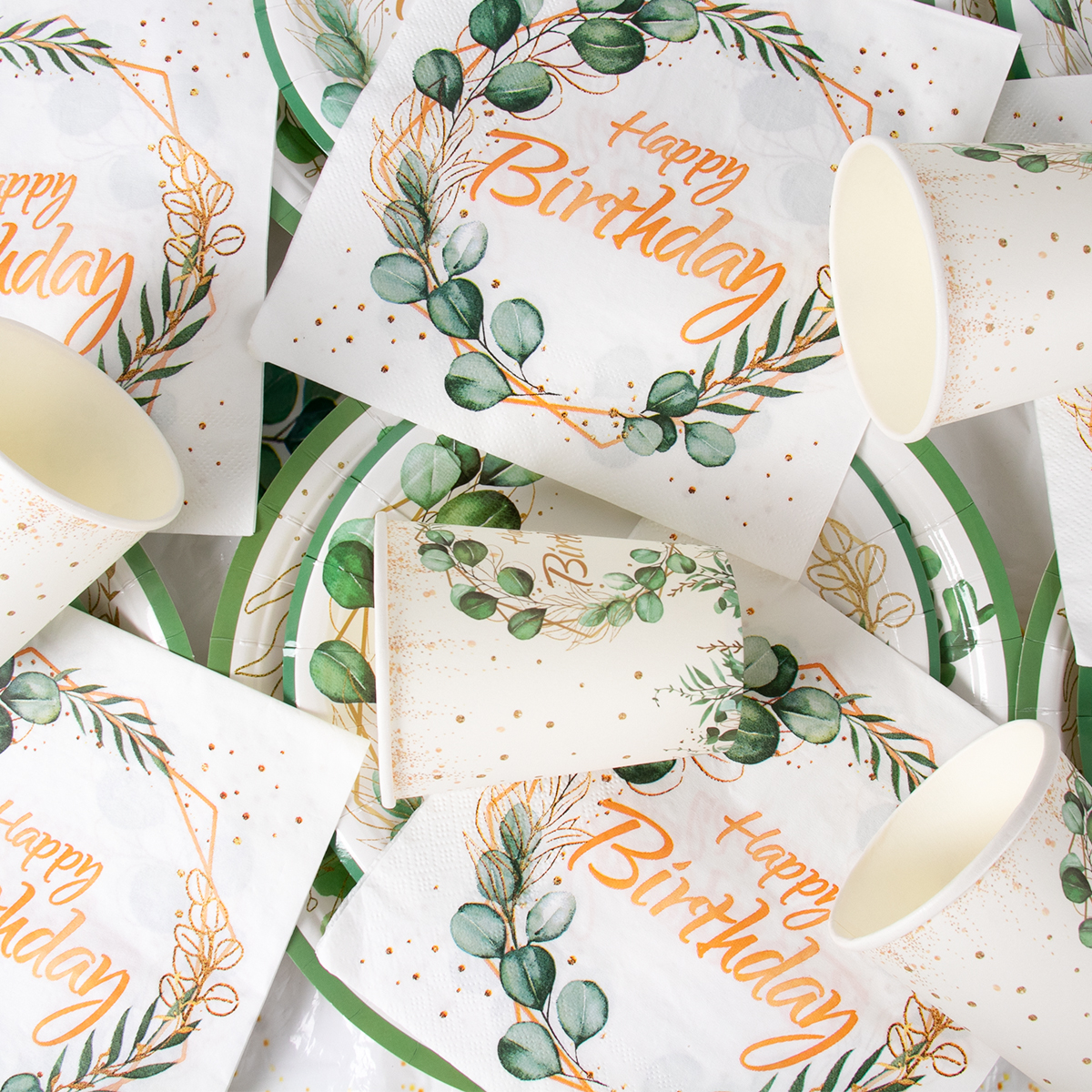 Green Eucalyptus Leaf Happy Bi - Table Cloth Disposable 리뷰 및 가격