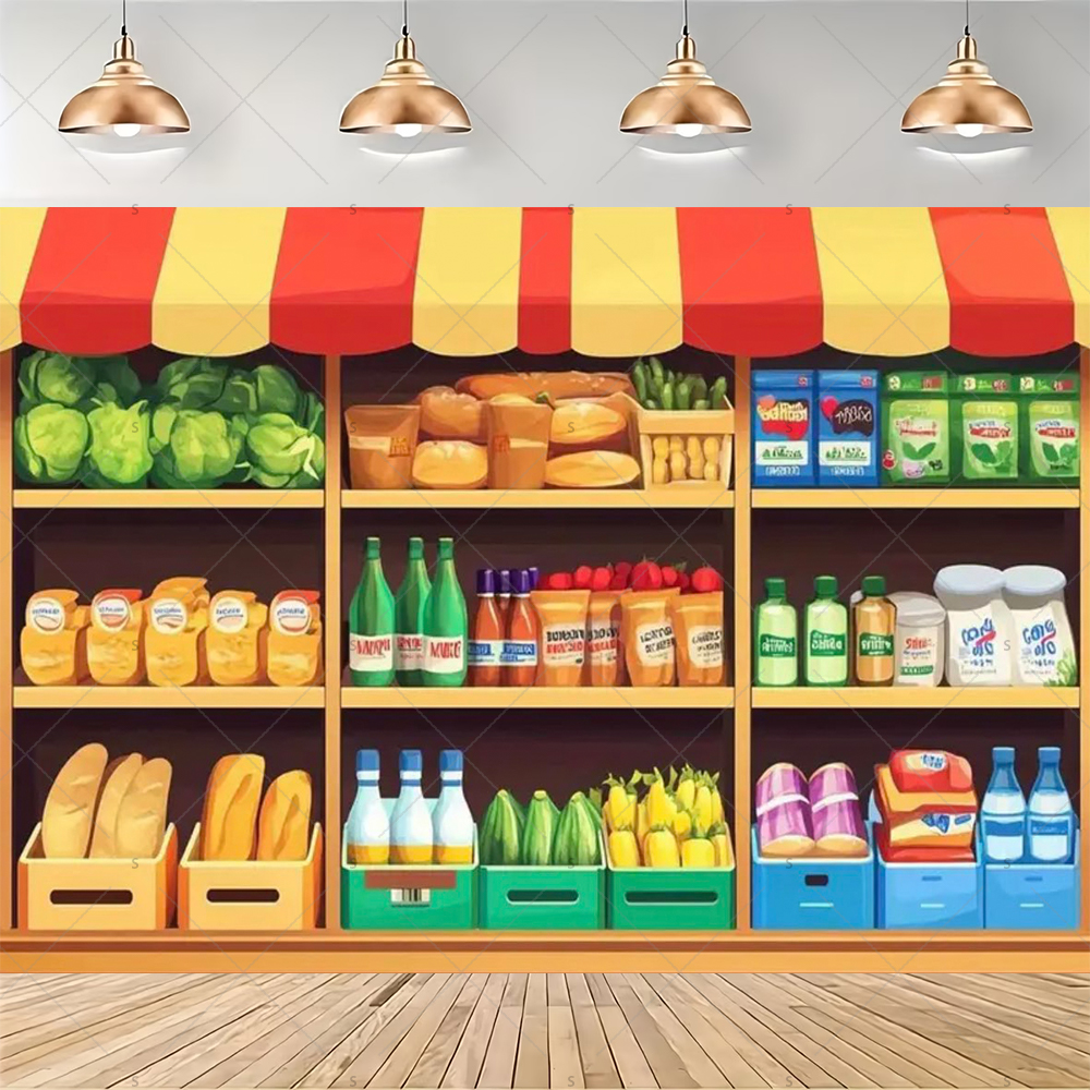 Colorful Supermarket Shelf Bac - Party Event Supply Store 리뷰 및 가격