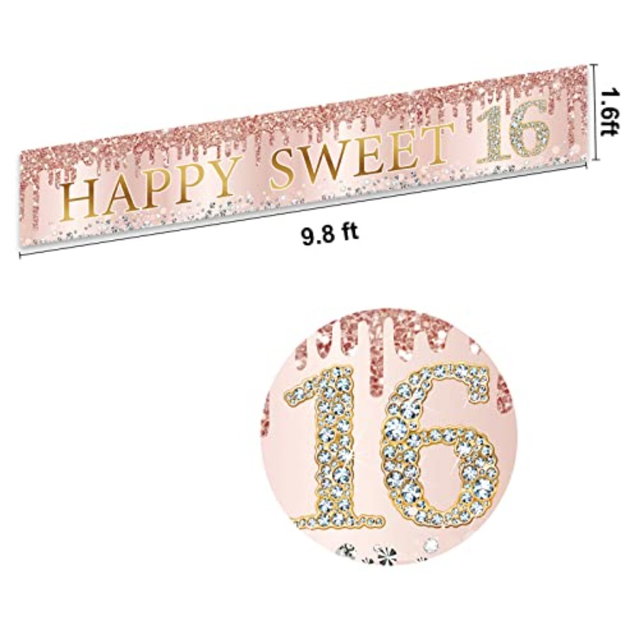 Sweet 16th Birthday Banner Dec - Party Banner Gold 리뷰 및 가격