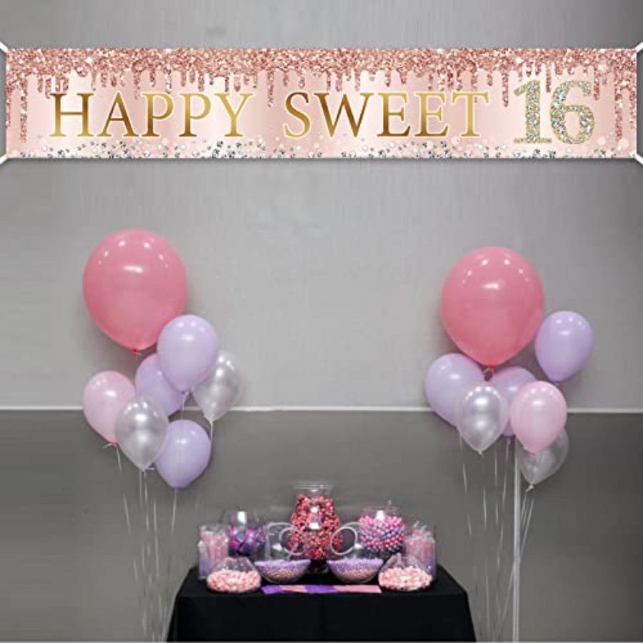 Sweet 16th Birthday Banner Dec - Party Banner Gold 리뷰 및 가격