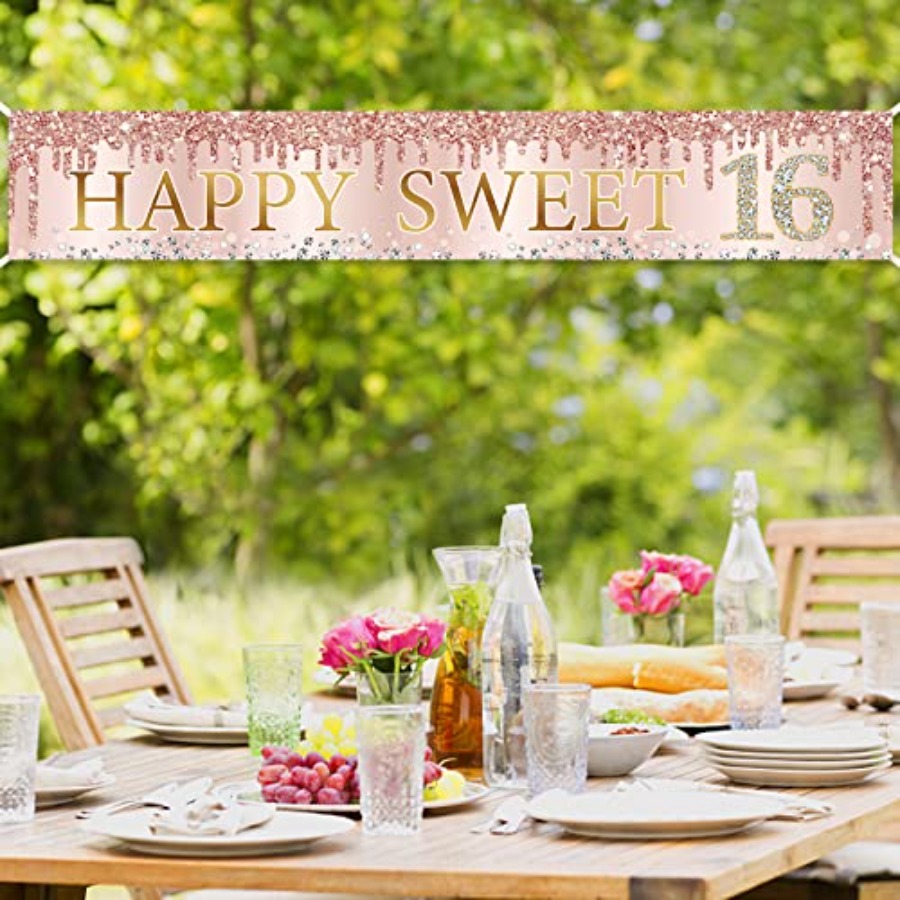 Sweet 16th Birthday Banner Dec - Party Banner Gold 리뷰 및 가격