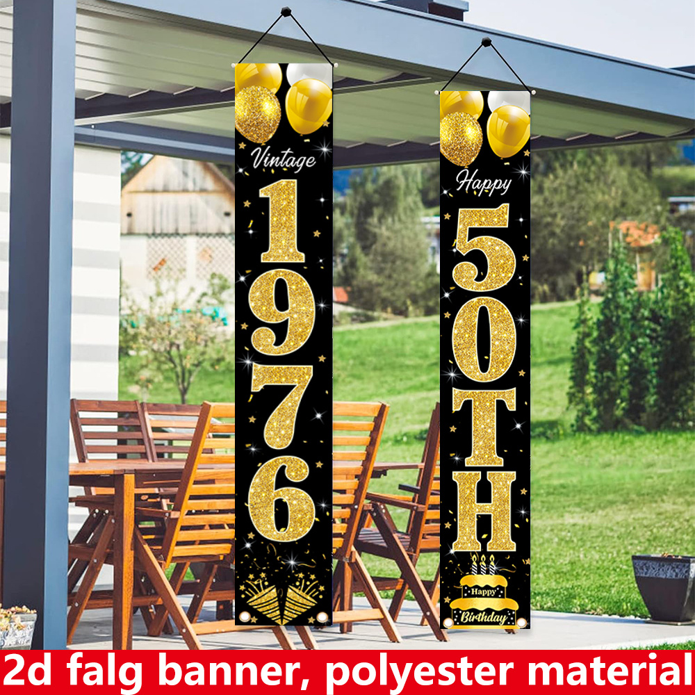 2D flat banner, 2pc birthday b - Party Banner Gold 리뷰 및 가격