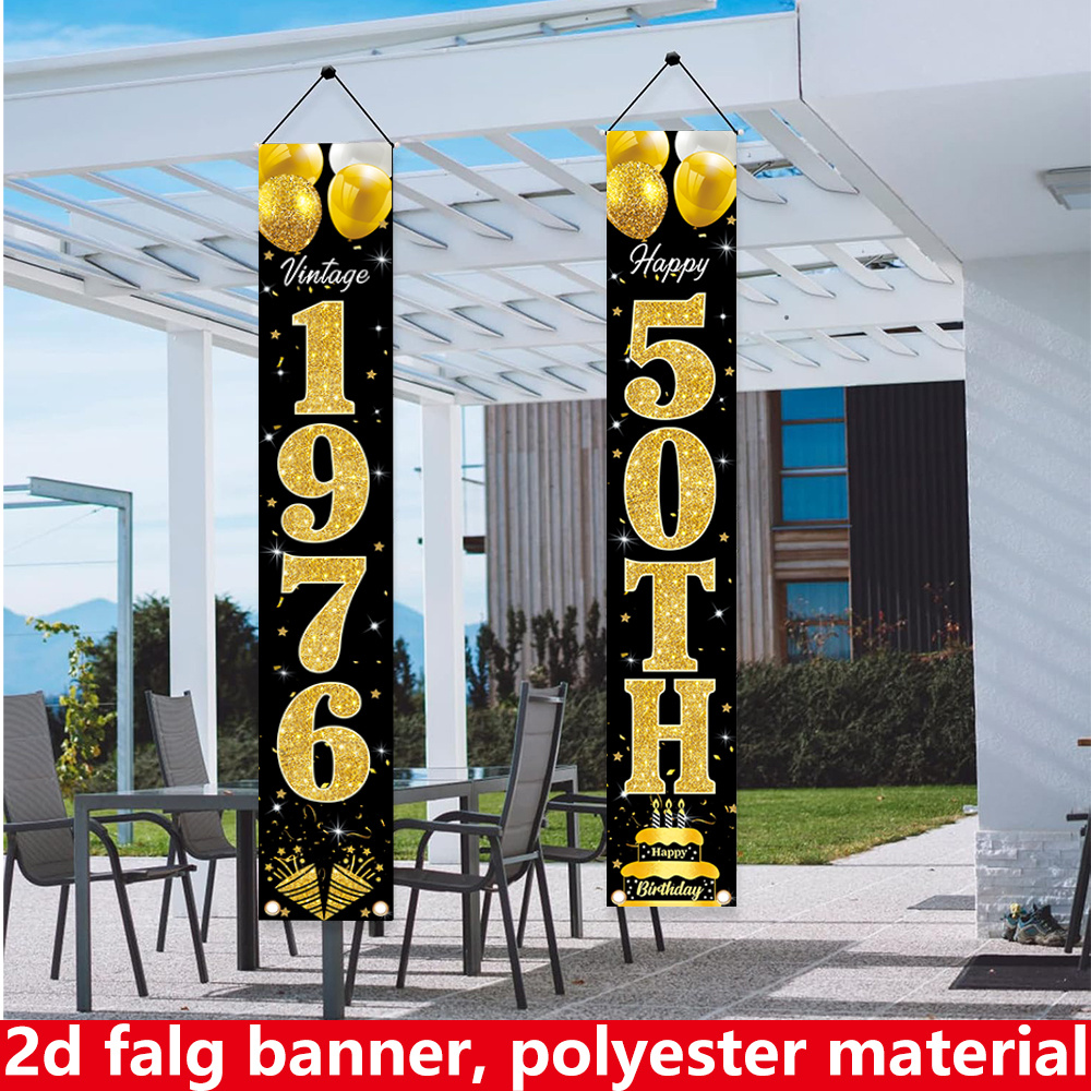 2D flat banner, 2pc birthday b - Party Banner Gold 리뷰 및 가격