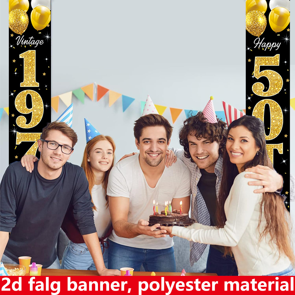 2D flat banner, 2pc birthday b - Party Banner Gold 리뷰 및 가격