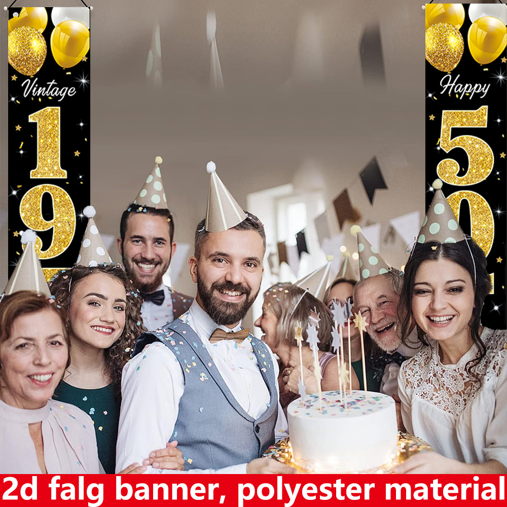 2D flat banner, 2pc birthday b - Party Banner Gold 리뷰 및 가격