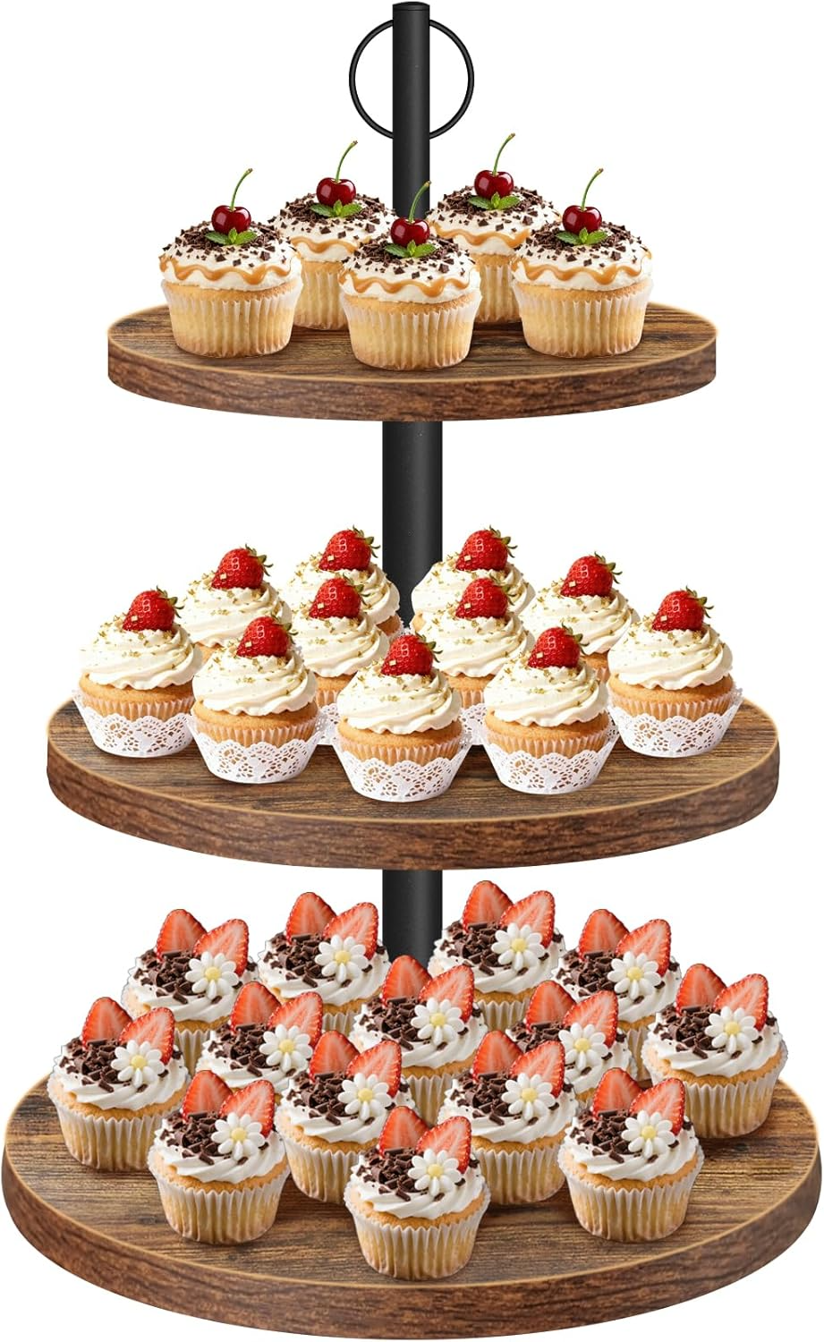 3-Tier Rustic Wood Cupcake Sta - Cupcake Stand Tier 리뷰 및 가격