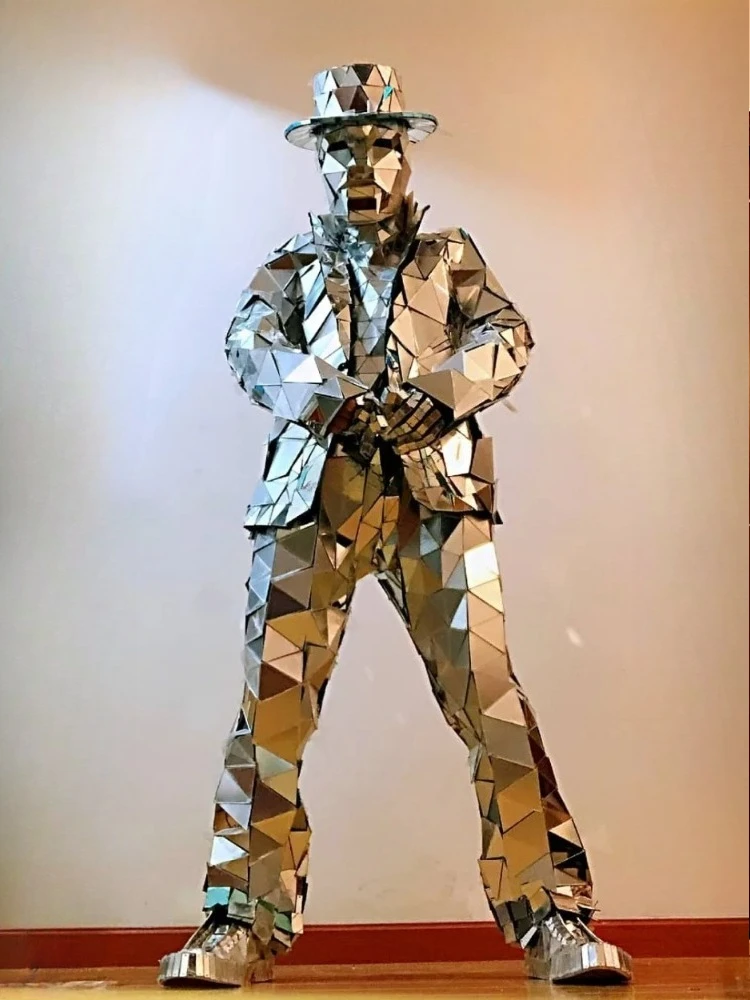 Mirror Man Costume Sliver glas - Event Party Dj 리뷰 및 가격