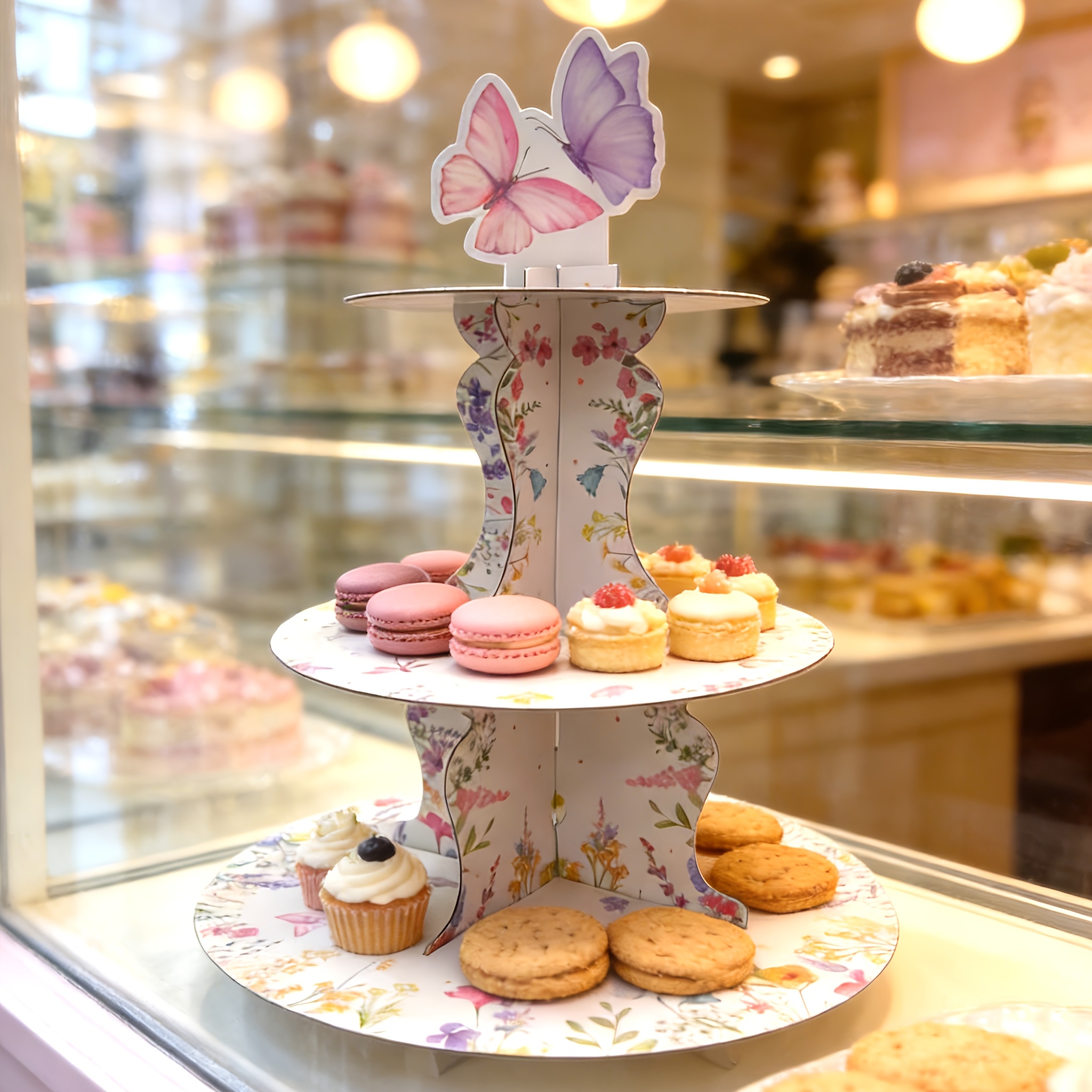 3-Tier Wildflower Butterfly Ca - Cupcake Stand Tier 리뷰 및 가격