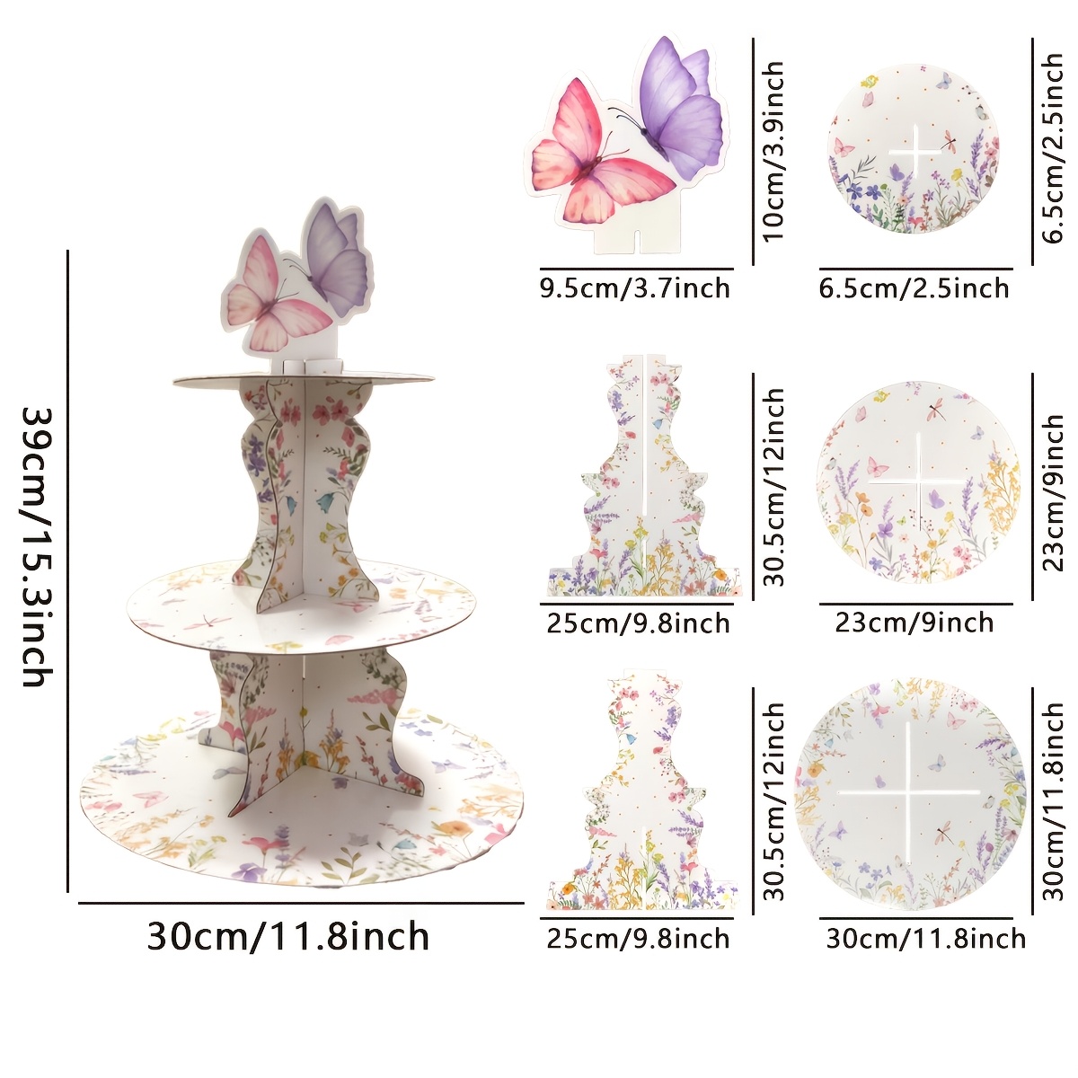 3-Tier Wildflower Butterfly Ca - Cupcake Stand Tier 리뷰 및 가격