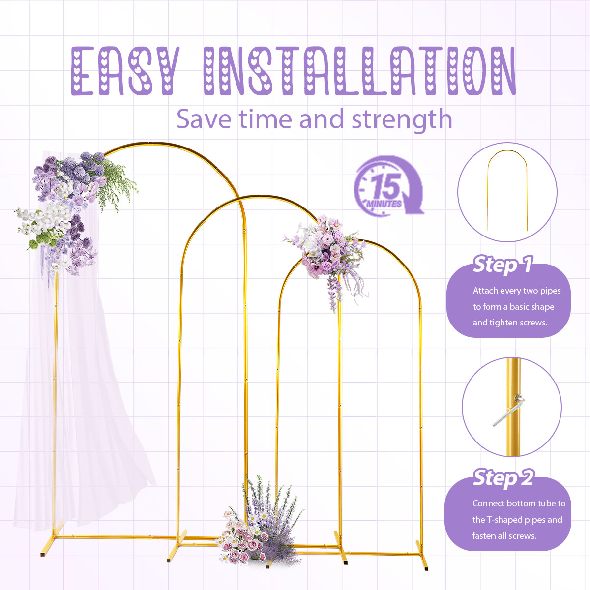 3Pack Golden Metal Arch Kits,  - Balloon Arch Kit 리뷰 및 가격