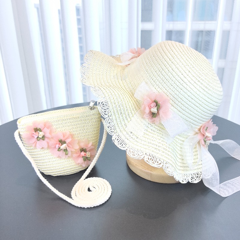 Girls 2pcs Straw Hat Solid Col - Paper Straw Color 리뷰 및 가격