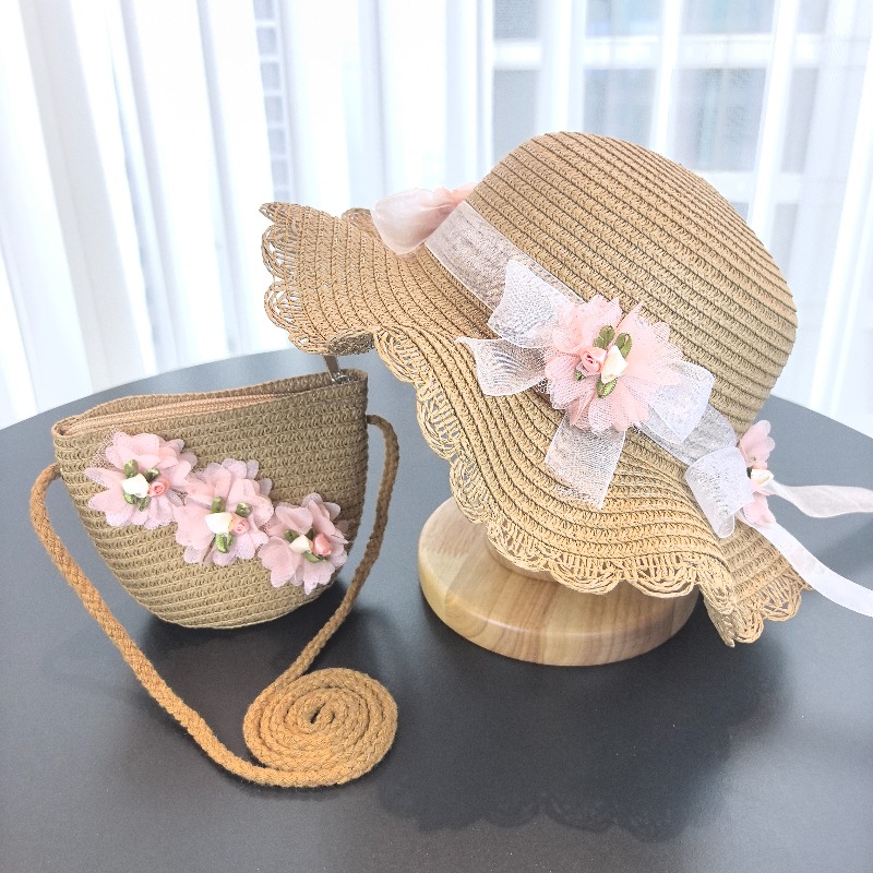 Girls 2pcs Straw Hat Solid Col - Paper Straw Color 리뷰 및 가격