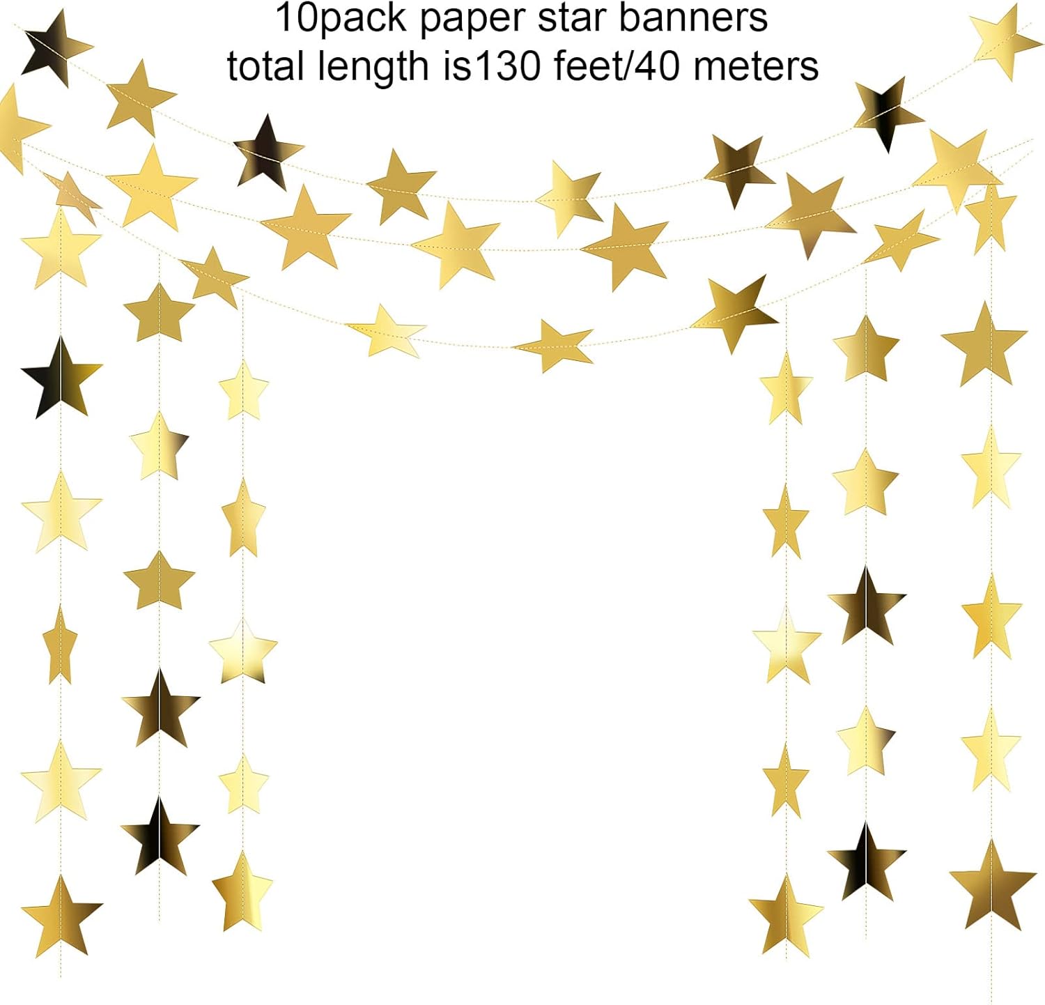 130ft Star Garland Banner for  - Party Banner Gold 리뷰 및 가격