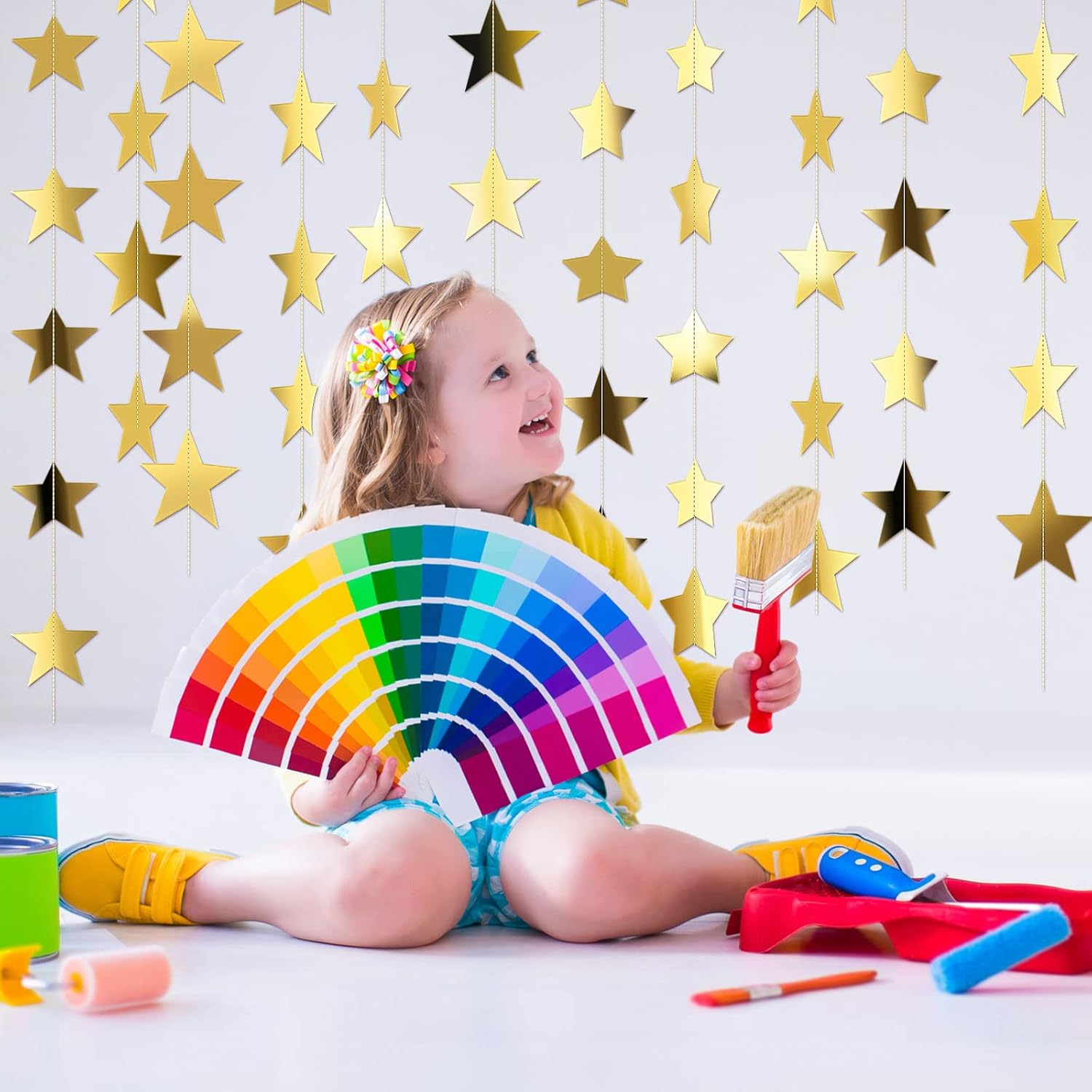 130ft Star Garland Banner for  - Party Banner Gold 리뷰 및 가격