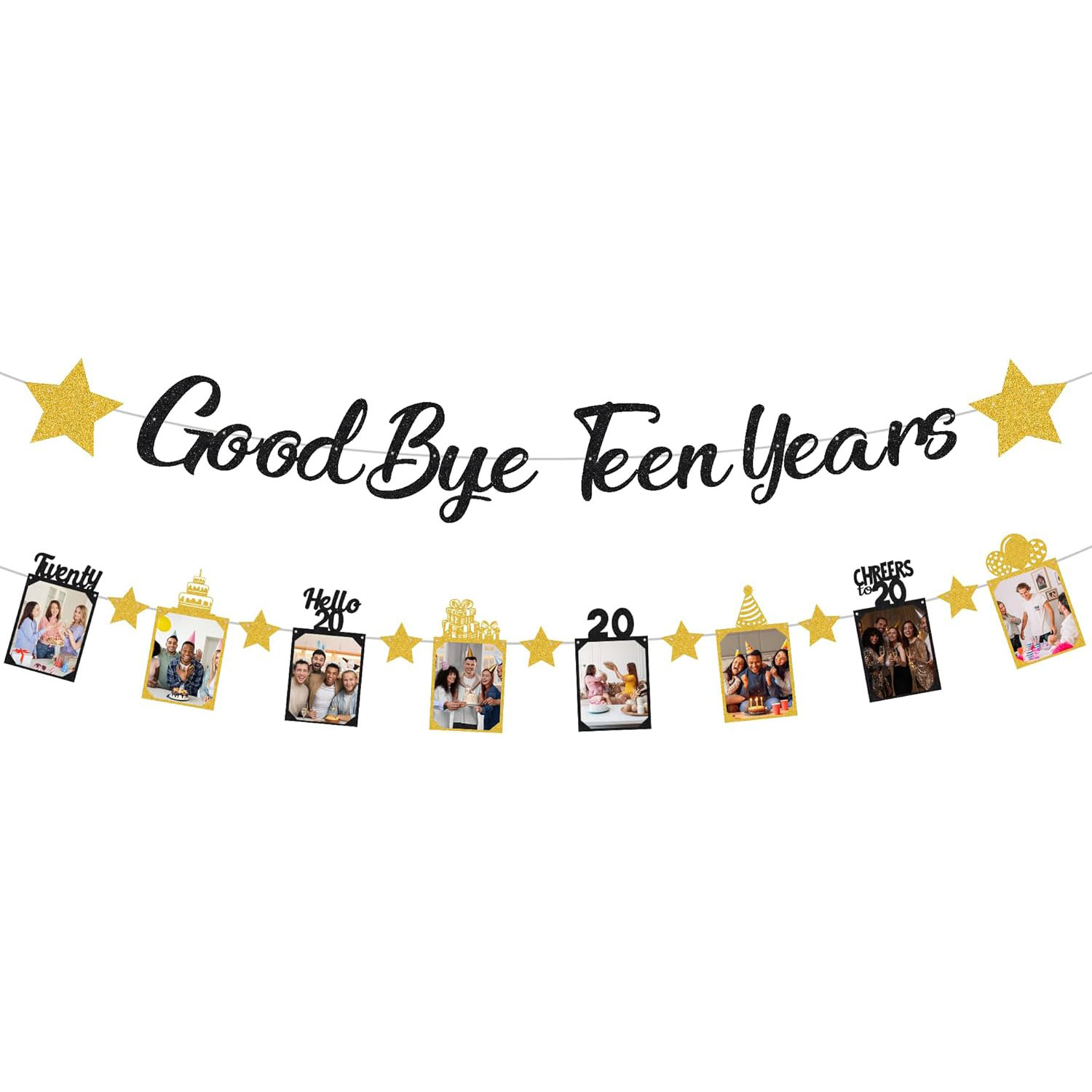 Black Gold Glitter Goodbye Tee - Party Banner Gold 리뷰 및 가격