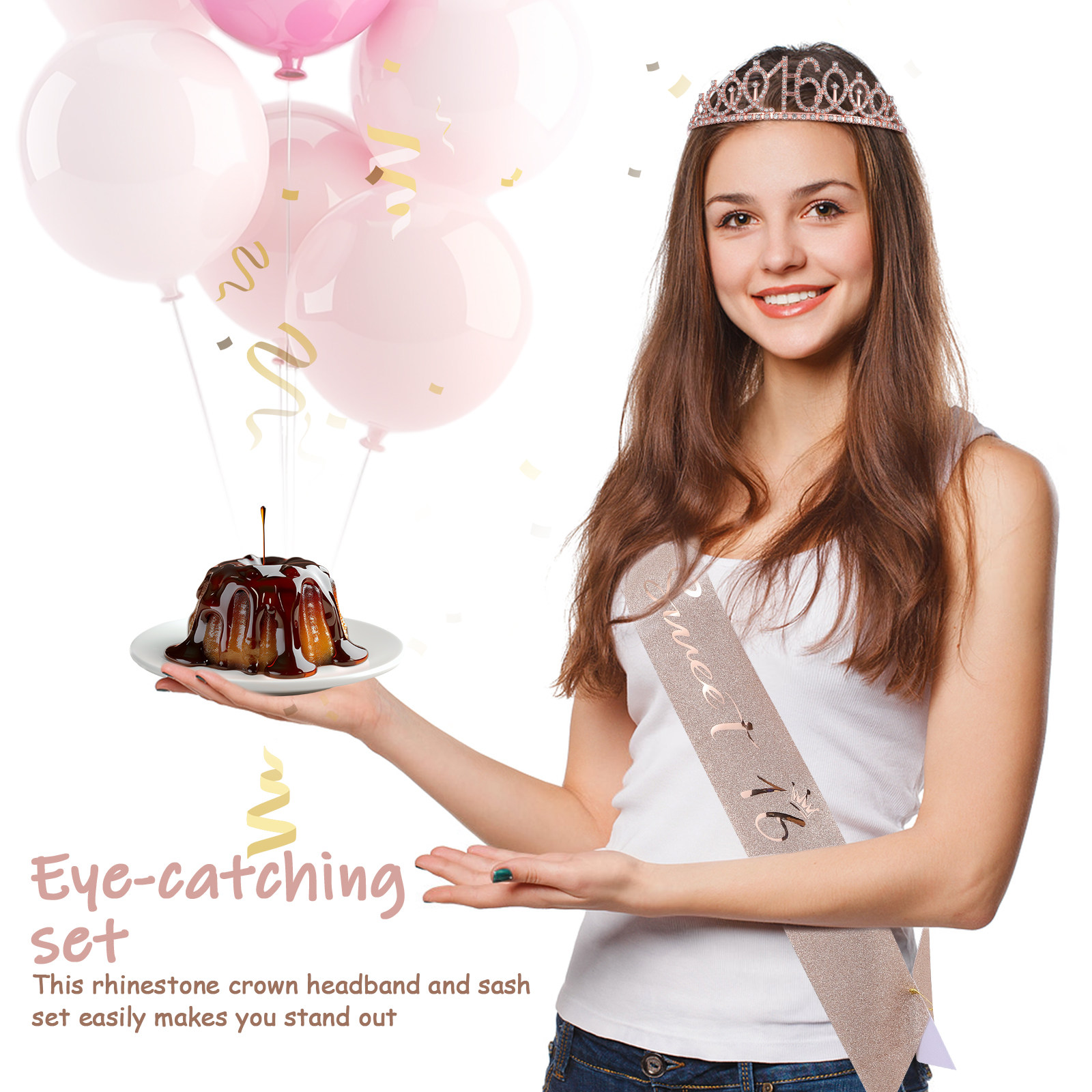1Set Glittering Birthday Tiara - Birthday Sash Glitter 리뷰 및 가격